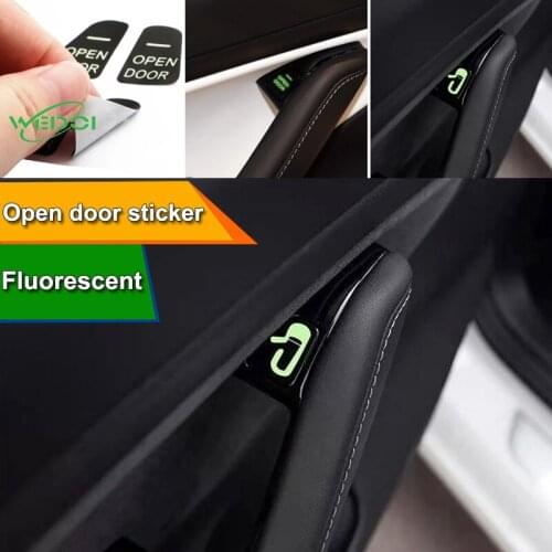 Luminous Car Open Door Button Stickers For Tesla Model 3 Reminder Door Armrest Window Lift Button Switch 8PCS