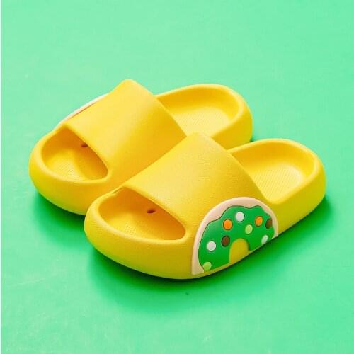 Summer Toddler Slippers Cartoon Doughnut Pattern Indoor Floor Slippers For Children Boys Girls Non Slip Kids House Beach Shoes