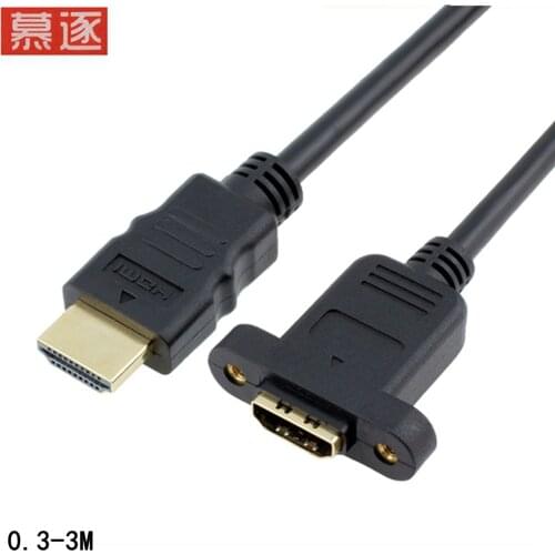 Pure copper HDMI cable HDMI male female extension cable with ear and screw hole can fix HD cable version 1.4 0.3m/0.6m/1m/1.5m/3