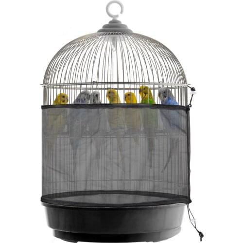 Universal Birdcage Cover Bird Seed Guard Catcher Adjustable Drawstring Bird Cage Skirt Mesh Net Cover
