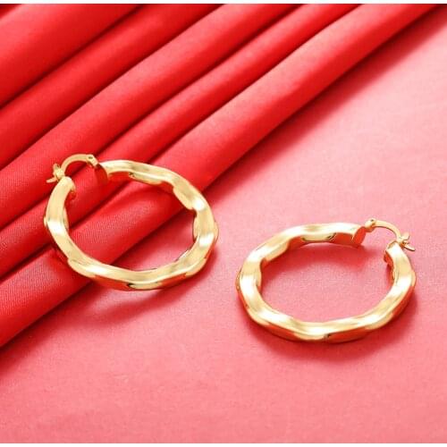 Dubai Gold Color Earrings 24K For Women Wedding Jewelry Womens Earrings For Girls Bridal Wife Gifts African Dubai French