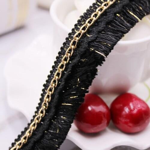 0.9m(1 Yard) Polyester Fringe Tassel Trim Lace With Metal Chain Decorative Ribbon Women Dress Bag Hat Garment Sewing Supply 22mm