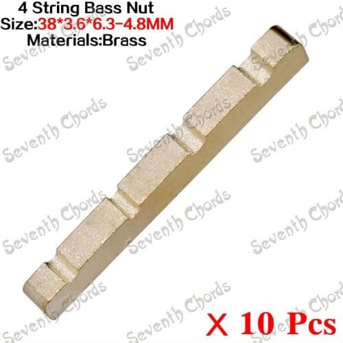 10 Pcs 4 String Electric Bass Guitar Brass Nut - Size 38 x 3.6 x 6.3-4.8mm - Brass Bass Nut
