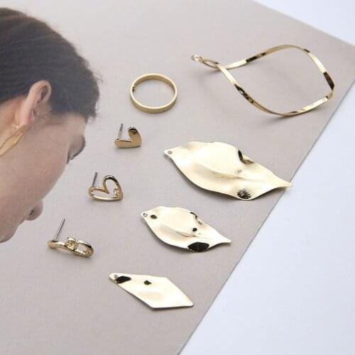 10pcs New Design hot-sales Geometric Hollow Round Leaves heart-shaped Statement Stud Earrings For Women Diy Jewelry Accessories