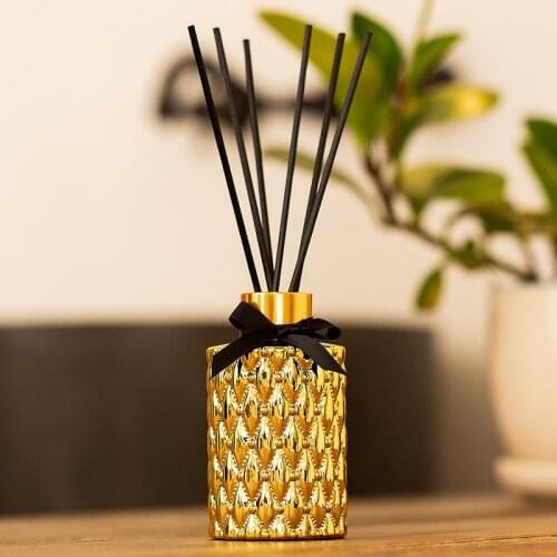 100ml Premium Golden Aromatherapy Bottle Rattan Reed Diffuser Set for Bedroom Air Freshener Household Decoration