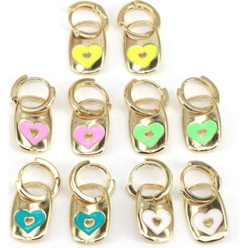 5Pairs Cute heart Star Soda Bottle Cap shaped charm drop earring colorful enamel earring women girl hoop earring jewelry
