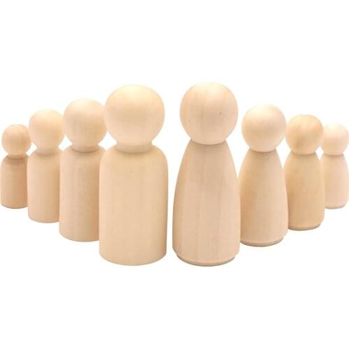 50pcs Boy and girl Wooden Peg Dolls Unpainted Figures DIY Arts Crafts supplies kids baby Chess for Board Game