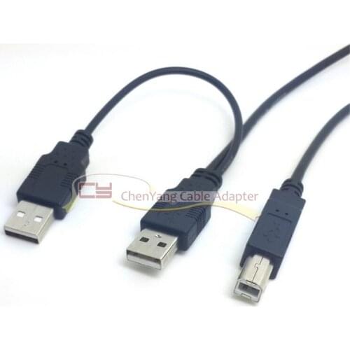 80cm Dual USB 2.0 Male to Standard B Male Y Cable for Printer & Scanner & External Hard Disk Drive