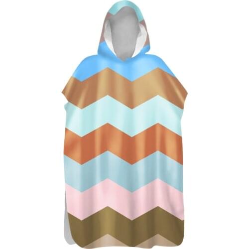 Printed striped Microfiber Fabric Bath Towels Beach Towel Changing Bathrobe Cloaks Hooded Swimming Pool Gym Fitness Bath Towels