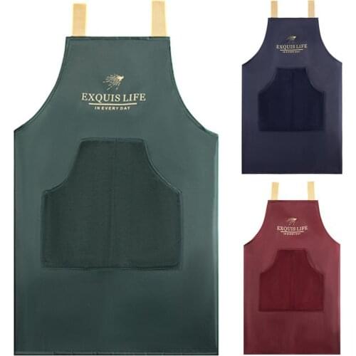 Sleeveless Apron Household Oxford Cloth Waterproof Wipeable Bib Workwear with Pocket for Kitchen Cooking
