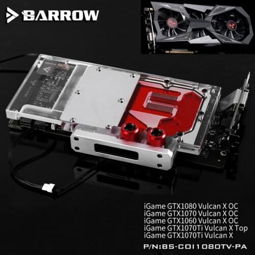 BARROW Full Cover Graphics Card Block use for COLORFUL IGame GTX1060/1070/1080 Vulcan X OC/ GTX1070TI Vulcan X TOP Radiator RGB