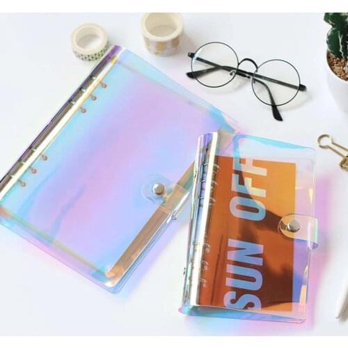 Planner Time A5 A6 Notebook Shell Colorful PVC Transparent Book Spiral Binder Replacement Cover 6 Hole Loose Leaf Notepad Shell