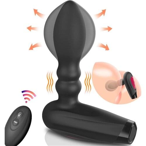 Large Inflatable Wireless Control Vibrating Dildo Butt Plug Male Prostate Massager Sex Toys For Men Women Vagina Anal Expander