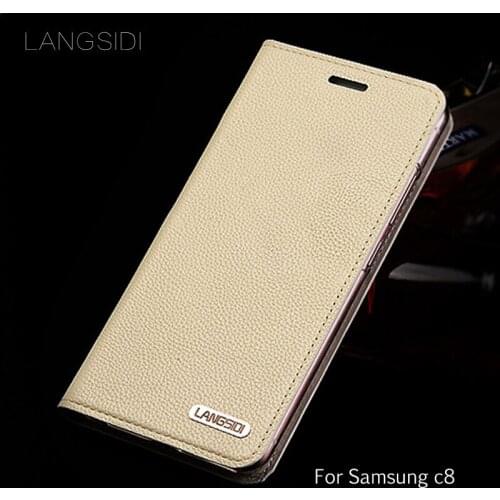 LANGSIDI leather litchi texture Flip case For Samsung Galaxy A50 A70 A30 card stand wallets cover handmade for samsung s10e a7