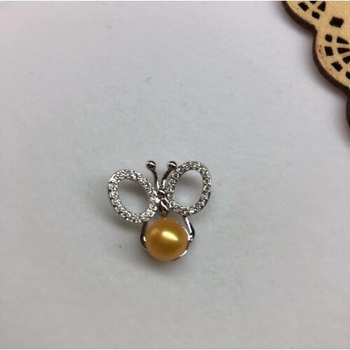 Butterfly Design Pendant Base Mountings Findings Jewelry Settings Parts for Female Women Pearls Beads Crystal Agate Coral Jade