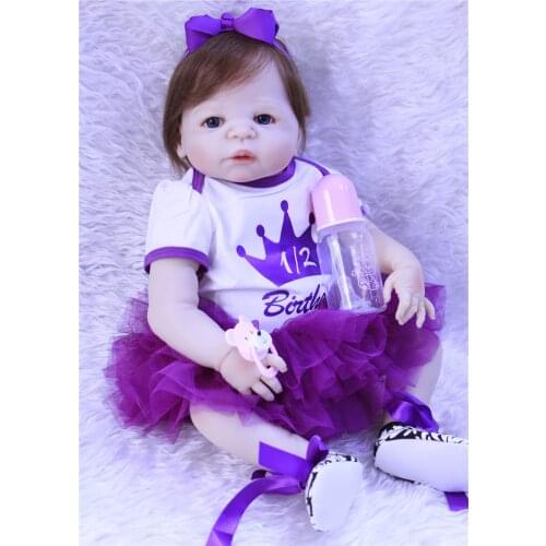 Dollmai 55cm Full Silicone Body Reborn Girl Baby Doll Toys Newborn Princess Babies Doll Lovely Birthday Gift Child Present