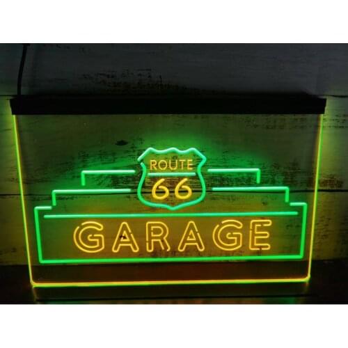 SS104 Route 66 Garage Dual Color LED Neon Sign
