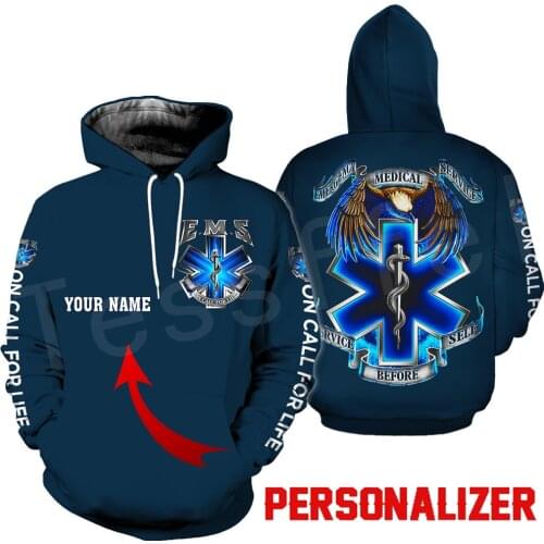 Tessffel Emergency Medical Technician EMT EMS Paramedic Long Sleeve Casual Streetwear 3DPrint Zip/Hoodies/Sweatshirts/Jacket S11