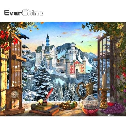 EverShine Diamond Painting Full Square Drill Winter Cross Stitch Diamond Mosaic House Bead Embroidery Landscape Handmade Gift