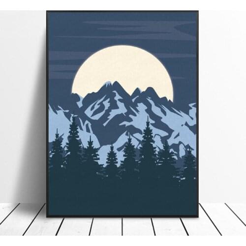 Blue Moon Canvas Print Wall Art Poster Picture Modern Bedroom Living Room Decoration No Frame