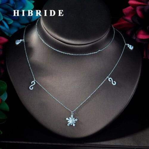 HIBRIDE New Design Cubic Zircon S Letter Pendant Link Sweater Chain Necklace For Women Wedding Jewelry Accessories N-791
