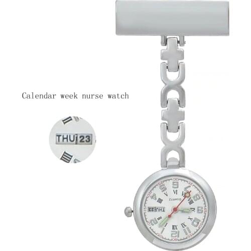Calendar week Personalized Engraved Pin Brooch Big Dial Luminescent High Quality Lapel Quartz Movemen Nurse Pocket Watch
