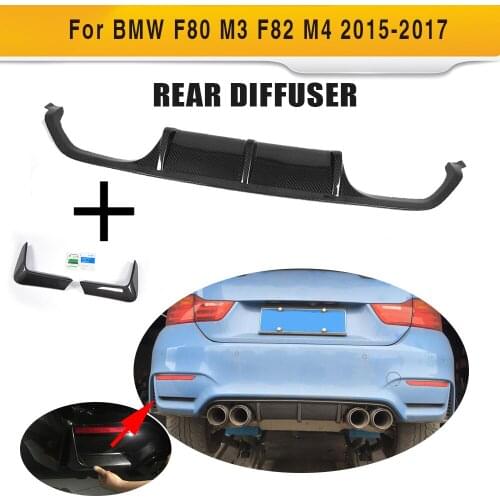 Carbon Fiber Car Rear Bumper Diffuser Lip Spoiler with Apron for BMW F80 M3 F82 F83 M4 14-19 Standard And Convertible Car Stick