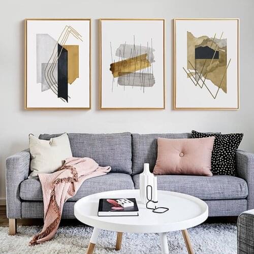 Nordic Watercolor block line stripe wall art Canvas Painting Prints Abstract Posters for Living Room Morden contracted Decor