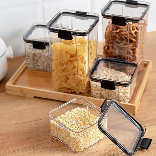 1PC 1800ML Food Storage Container Plastic Kitchen Refrigerator Noodle Box Multigrain Storage Tank Transparent Sealed Cans XB 083