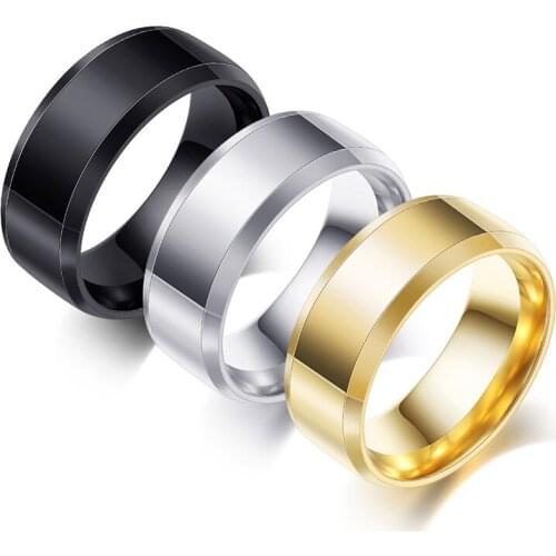 Minimalist Ring Men 8mm Titanium Steel Ring Gold Color Anti-allergy Couple Wedding Band Rings for Women Fashion Jewelry Size6-11