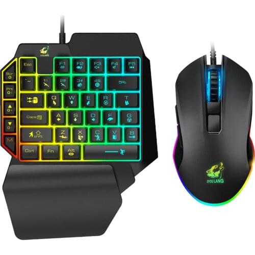 T1 Keyboard Mouse Combos Ergonomic Multicolor Backlight One-Handed Game Keyboard Mouse Set For Home Gamer Gaming Kit