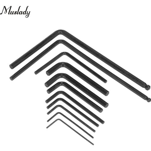 Muslady 11pcs Guitar Wrenches Guitar Inner Hexagon Wrench Set with 4&5mm Lengthened Ball-end Hex Key Wrench Alan Wrenches