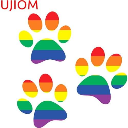 UJIOM Wall Stickers Rainbow Flag Pawprints Wallpaper Decoration Waterproof Door Sticker Accessories Room Home Decor PVC Decals