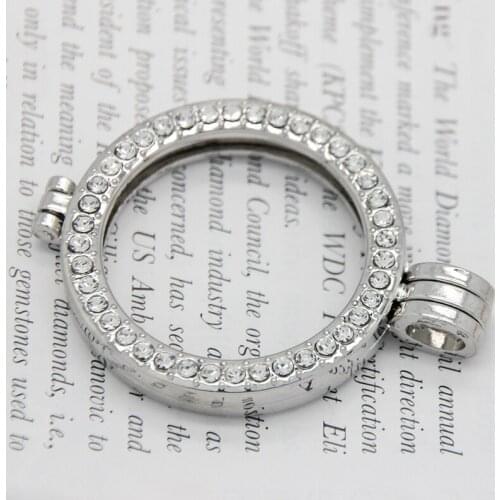 New Brand Jewelry Silver Plated with white Rhinestone Alloy Necklace Coin Holder Pendant fit Pendant Necklace