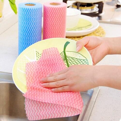 50 Pieces/Roll Disposable Cleaning Towels Reusable Cleaning Cloth Handy Cleaning Wipes Washable Kitchen Paper Towels Dish Rags