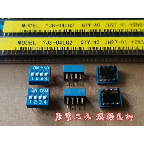 Original New 100% YJB-04 dial code switch flat dial code switch DIP 4-bit 4P pitch 2.54MM blue gold-plated feet