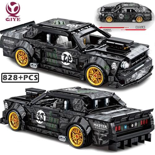 QIYE Mustanged City Technical Pull Back Car Building Blocks Speed Racing Vehicle Bricks MOC Assemble Toys For Boy Children Gifts