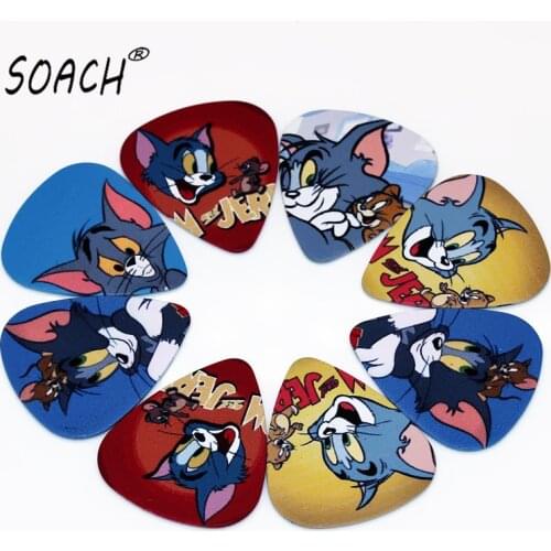 SOACH 10pcs 0.46mm guitar pick paddle PVC double-sided printing mixed pattern plucked ukulele guitar accessories cartoon pick