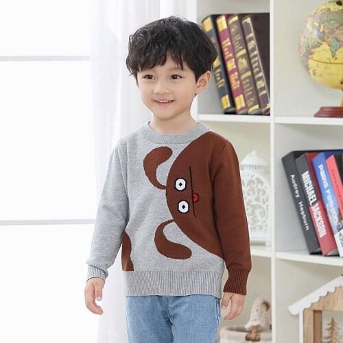 Autumn Winter New Kids Sweater Baby Boys Cartoon Knitted Sweaters Cute Color Matching Warm Pullover for Boy Child Sweater Coats
