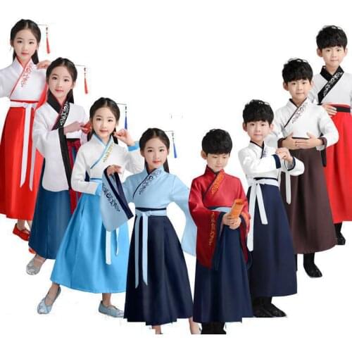 Traditional Chinese Clothing For Baby Girls Kids Ancient Costumes Hanfu Coat Stage Performance Boys Tang Suit Dance Dress Outfit