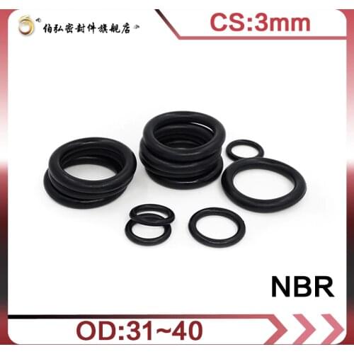 Nitrile Rubber O-Ring 20PCS/lot NBR Sealing CS 3mm OD31/32/33/34/35/36/37/38/39/40mm O-Ring Seal Gasket Ring
