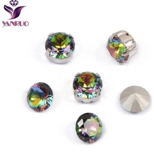 YANRUO 1357 All Sizes VM Brilliant Cut Sewn Stones Strass Pointed Back Sewing Crystals Rainbow Rhinestones For Clothing