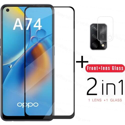 Tempered Glass For OPPO A74 Screen Protector Glass For OPPO A74 Full Glue Protective Phone Film For OPPO A74 Camera Lens Film