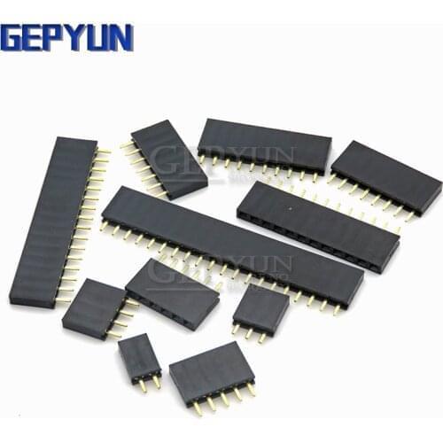 10PCS 2.54MM pitch single row female pin socket 2/3/4/5/6/7/8/9/10/11/12/13/14/40Pin PCB Connector Single Row Mother For arduino