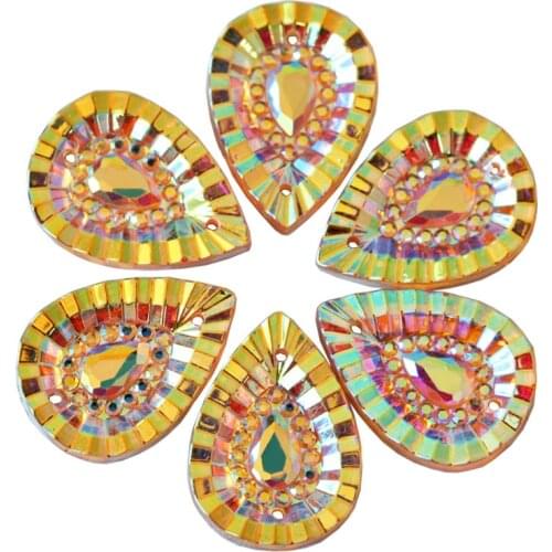 100Pcs/Pack 13x18mm Teardrop Resin Crystal Sew On Rhinestone Resin Sew-on Strass Flatback Sewing Stones For Wedding B3147