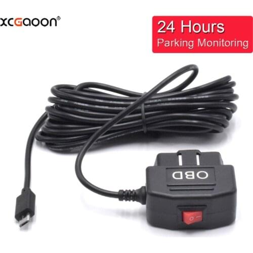 24Hours Parking Monitoring Car OBD Hardwire 5V 3A With Mini Mico USB Port Charging Cable For XiaoMi 70Mai YI 360 Dash Cam DVR