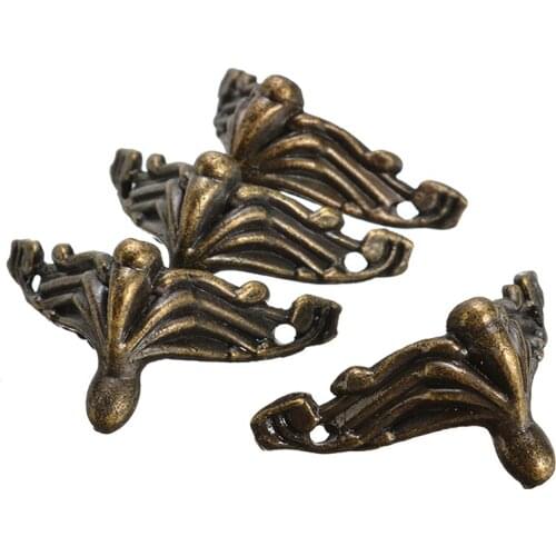 4pcs Mini Bronze Corner Feet Furniture Wood Box Corner Protector DIY Jewelry Case Corner Feet Leg Brasket Home Hardware Tool