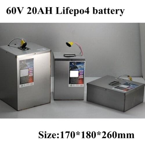 60V 20Ah LiFepo4 Battery Pack for Electric Motorcycle Folding Electric Scooter Carbon Kick Scooter Fat Tire Scooter + 3A Charger