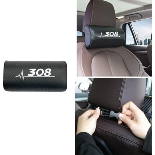1pcs car neck pillows both side pu leather single headrest for Peugeot 308 Accessories Car Styling
