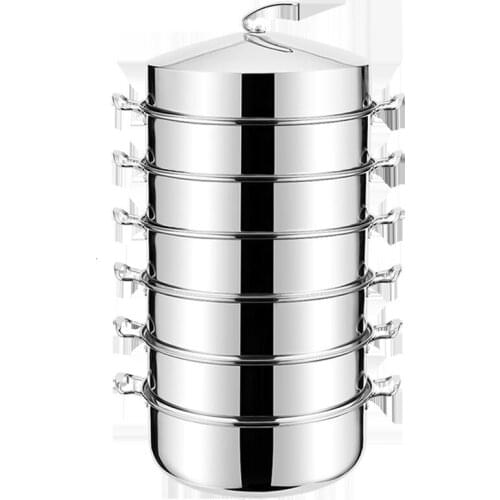 Large Steamer with Pot Thickened Stainless Steel High Steaming Grid Household Steamed Bun Drawer Commercial Pan 40-70cm